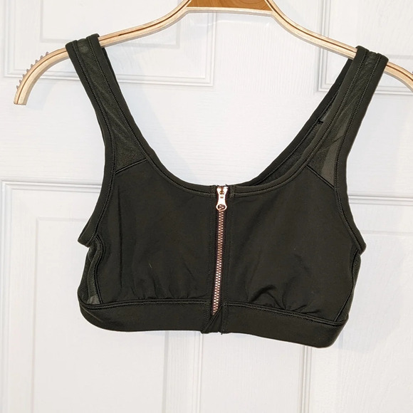 aerie Other - Aerie Green Gold Zipper Sports Bra Mesh Women's Size Small Yoga Active Gym